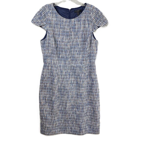 J.Crew Tweed Knit Sheath Dress – Blue, White, Red - Picture 1 of 11
